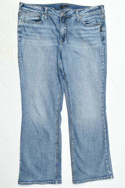 Silver SUKI Boot Cut Jeans Womens 18 Blue High-Rise Relaxed Fit Stretch Denim